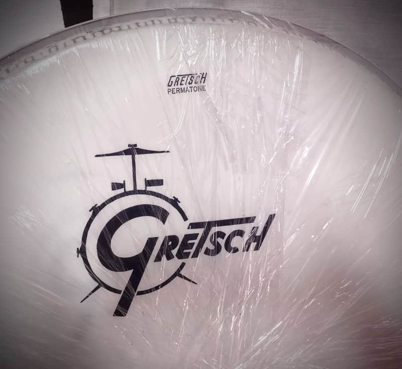 Gretsch Permatone 24" original VINTAGE 70s front bass drum head with logo-NOS!! image 1