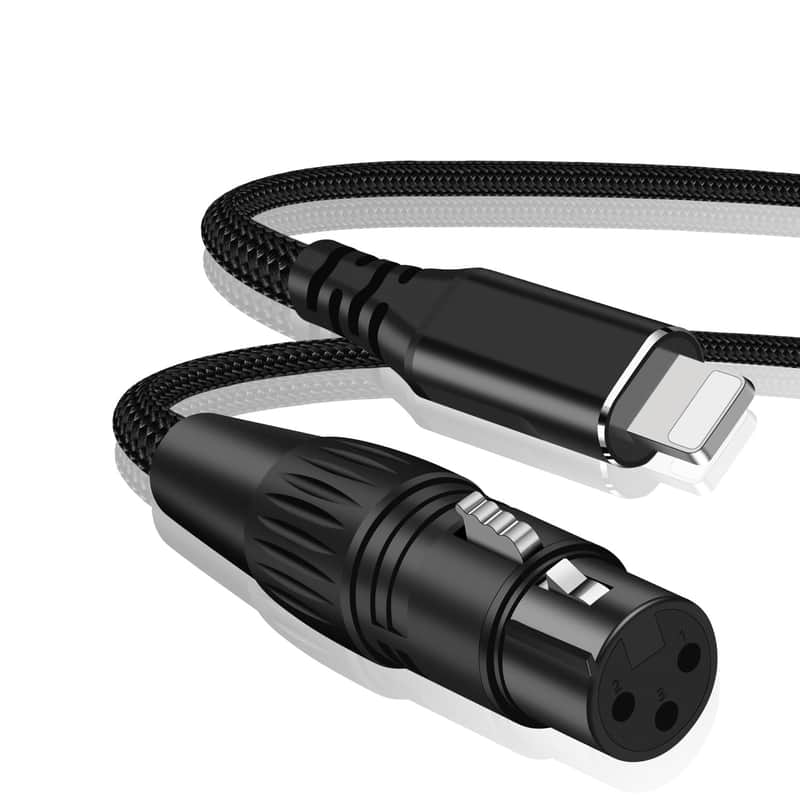 XLR to i-Phone Microphone Cable 6.6FT,XLR Female to Lighting Mic Link Converter,for Microphones or Recording Karaoke Sing,Compatible with i-Phone 14/13/12 pro max, i-Pad 9/8/7 image 1