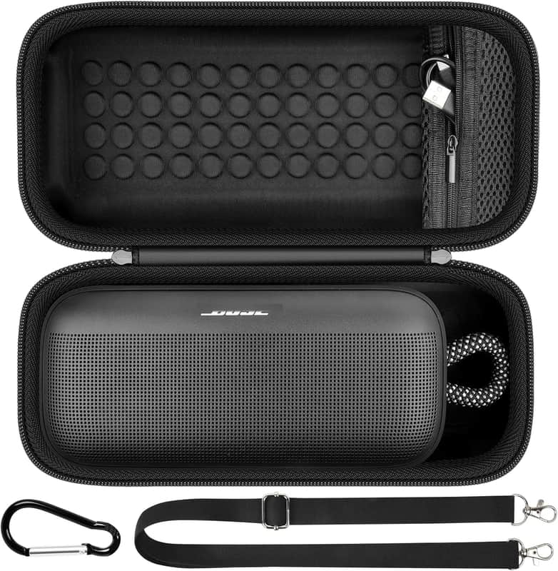 Carrying Case Compatible with Bose SoundLink Plus Portable Bluetooth Speaker, Hard Travel Case with Mesh Pocket for Charging Cables & Accessories, Speaker Bag with Shoulder Strap & Carabiner(Box Only) image 1