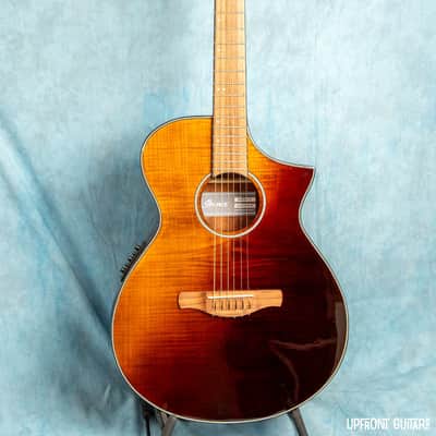 USED Ibanez AEWC32FM Amber Sunset Fade 2022 Acoustic-Electric Guitar w/Gig Bag image 8