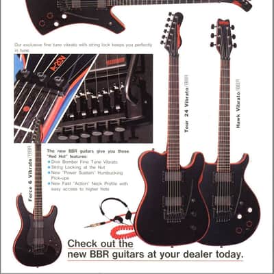 RARE '84 Washburn FORCE 6 Vibrato BBR Black With Red Binding image 2