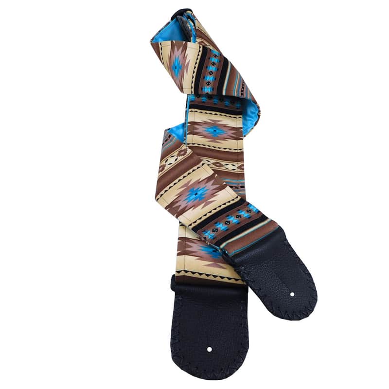 Light Blue Native American Thunderbird Handmade Guitar Strap image 1
