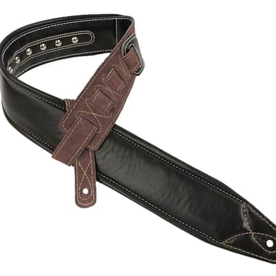 Walker and Williams C-35C Black & Brown Double Padded Leather Guitar Strap with Studs image 6