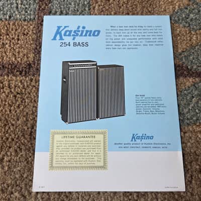 Vintage 1970's Kasino Bass Amplifier (254) Flyer! Case Candy, Original Paperwork! image 1