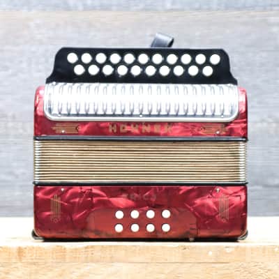 Hohner Erica 2-Row 8-Bass 21-Treble Button C-F Red Diatonic Accordion - Germany image 1
