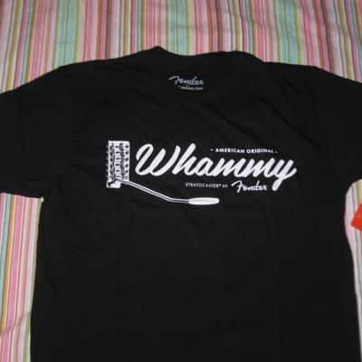 new (old stock) A+ shape with paper hang-tag & clear plastic packaging genuine Fender American Original Whammy Short Sleeve T-Shirt, Size Medium (M), part # (p/n): 9123013025, SHIRT: Black 100% Cotton / GRAPHIC: White, Gray, Silver image 10