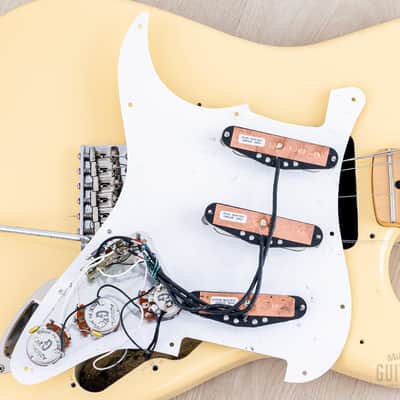 2016 Fender Yngwie Malmsteen Signature Stratocaster Yellow White w/ Seymour Duncan YJM & Tweed Case, Japan MIJ image 17