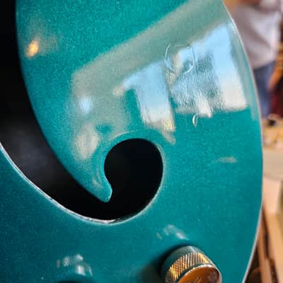 1964 Gretsch 6118 Double Anniversary Two tone Refin Turquoise/ White Silver image 7