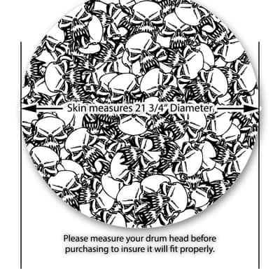 Decal Skin FITS 22" Bass Kick Drum Scattered Skulls White HEAD NOT INCLUDED image 3
