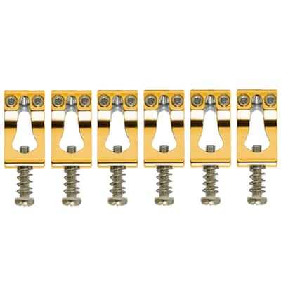 NEW Gotoh S200 SOLID BRASS Saddle Set of 6 for 510T Tremolo Guitar Bridge 10.8mm - Gold