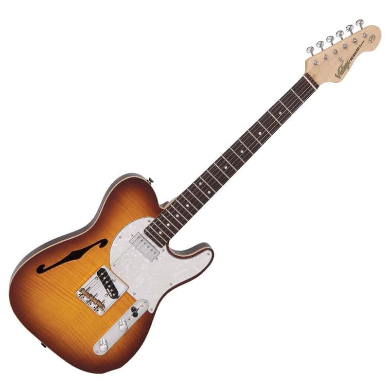 Vintage V72 ReIssued Custom Spec TL Electric Guitar - Flame Tobacco Burst (V72FTB) image 1