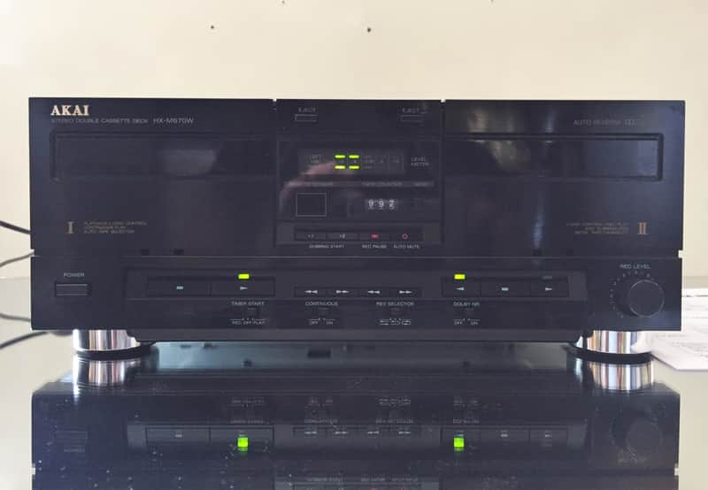 MAGNETOPHONE PLATINE LECTEUR ENREGISTREUR DOUBLE CASSETTES K7 AKAI HX-M670W image 1