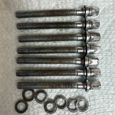 Rogers Lot of 7 Vintage 2” Tom Snare Drum Tension Rods + Washers 70s - Chrome image 3