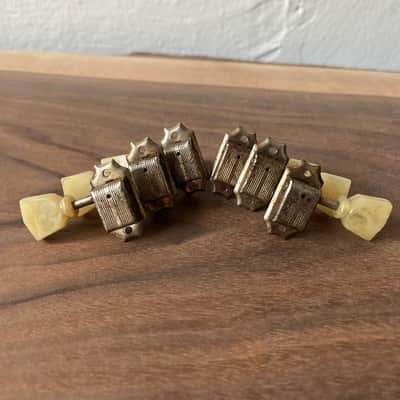 Kluson Deluxe Tuner Set Keystone Button No Line Single Ring Vintage 1952-1956 - Nickel image 1