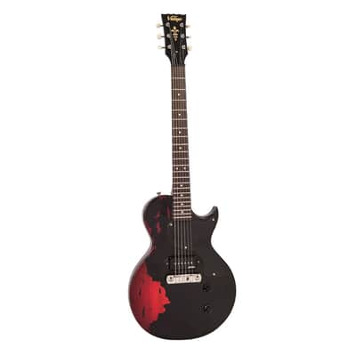 Vintage Icon Series V12 Distressed Single P90 - Black over Cherry Red image 2