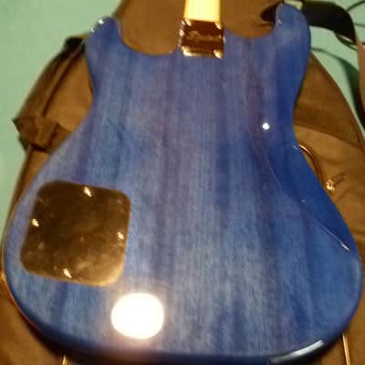 Squier Paranormal Strat-O-Sonic 2025 Sapphire Blue P90 Pickups w/ Fender Gig Bag and Ernie Ball Black guitar strap image 4