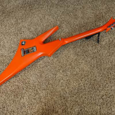 Video! 1980s Hondo H-1 Death Dagger Neon Orange Refinish w/ Original Hardshell Case image 14