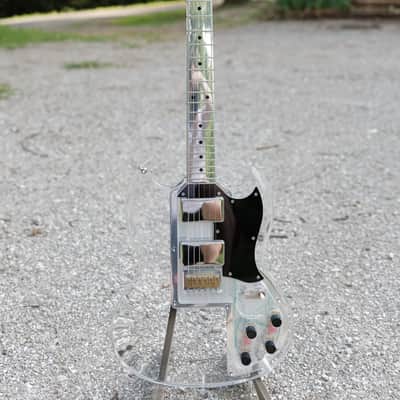 Electrical Guitar Company DS Ghost with Humbuckers NOS 2020s Polished aluminum neck and polished acrylic body image 6