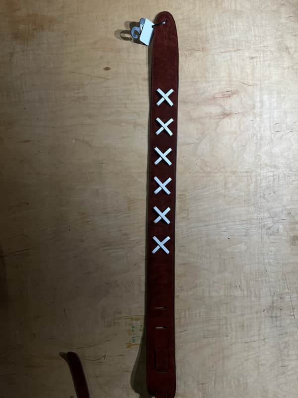 LeatherGraft Dave Gilmour Jimi Hendrix Style Leather and Suede Cross Pattern Padded Guitar and Bass Strap