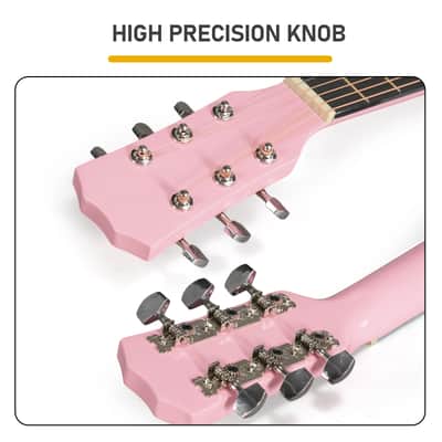 Cxxss Matte Pink 38-inch Acoustic Guitar with Picks, Strings, Capo, Case, Tuner, and Strap image 4
