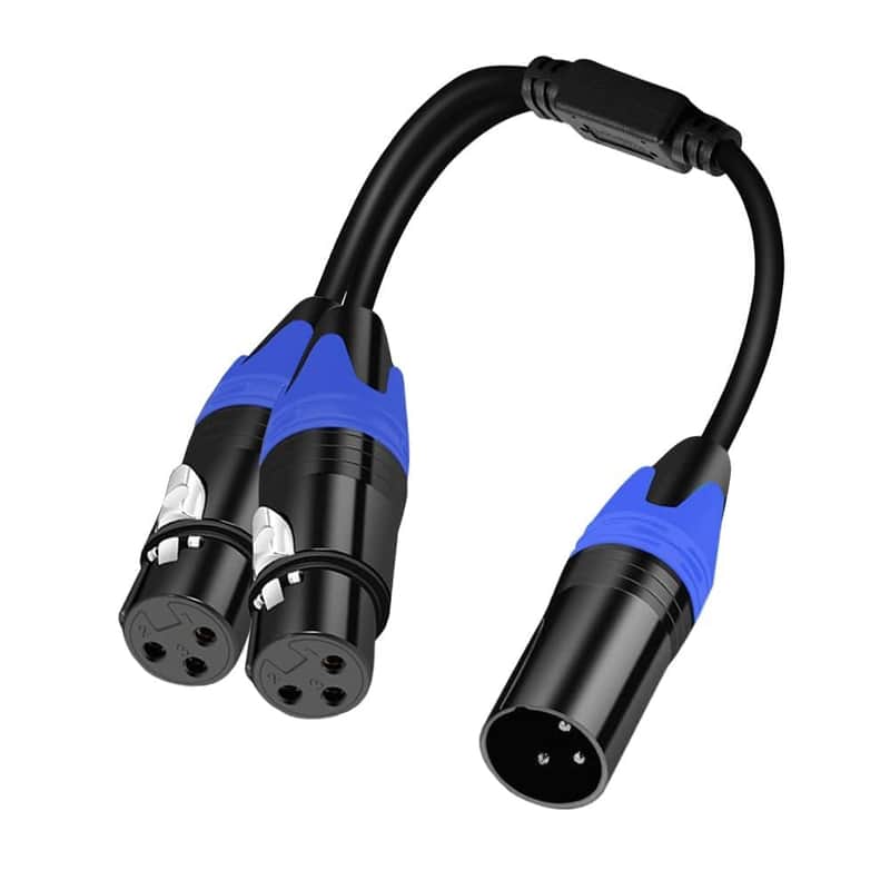 (11.8 inches / 1 Pack) 1 Male to 2 Female XLR Y Splitter Micrphone Cable, 3pin Male to Dual XLR Female Y-Splitter Balanced Mic Audio Cables for Stereo Mic to L & R Audio Track image 1