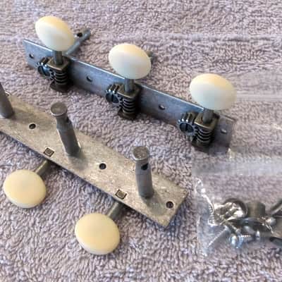 Golden Age Restoration Tuners for Solid Peghead Guitar with Square-end, Standard post: relic nickel with matte cream knobs image 2