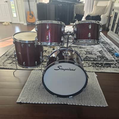 Slingerland Drum set 20,12,13,16 1970s - Maroon Sparkling Pearl image 2