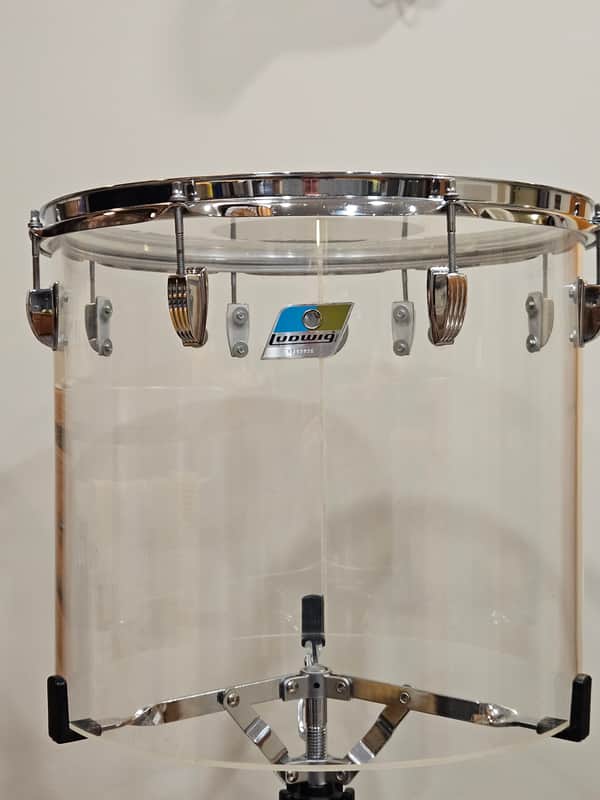 1970s Ludwig Vistalite Clear Concert Tom 14x16 Blue/Olive Badge #1750802 Vintage image 1