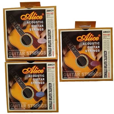 Alice Acoustic Guitar String 3 Set Bundle Bronze Steel .011 - .052 image 2