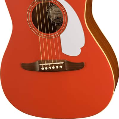 Fender Malibu Player Acoustic Guitar. Walnut Fingerboard, White Pickguard, Fiesta Red image 5