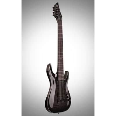 Schecter Hellraiser Hybrid C-8 Electric Guitar, 8-String, Transparent Black Burst image 4