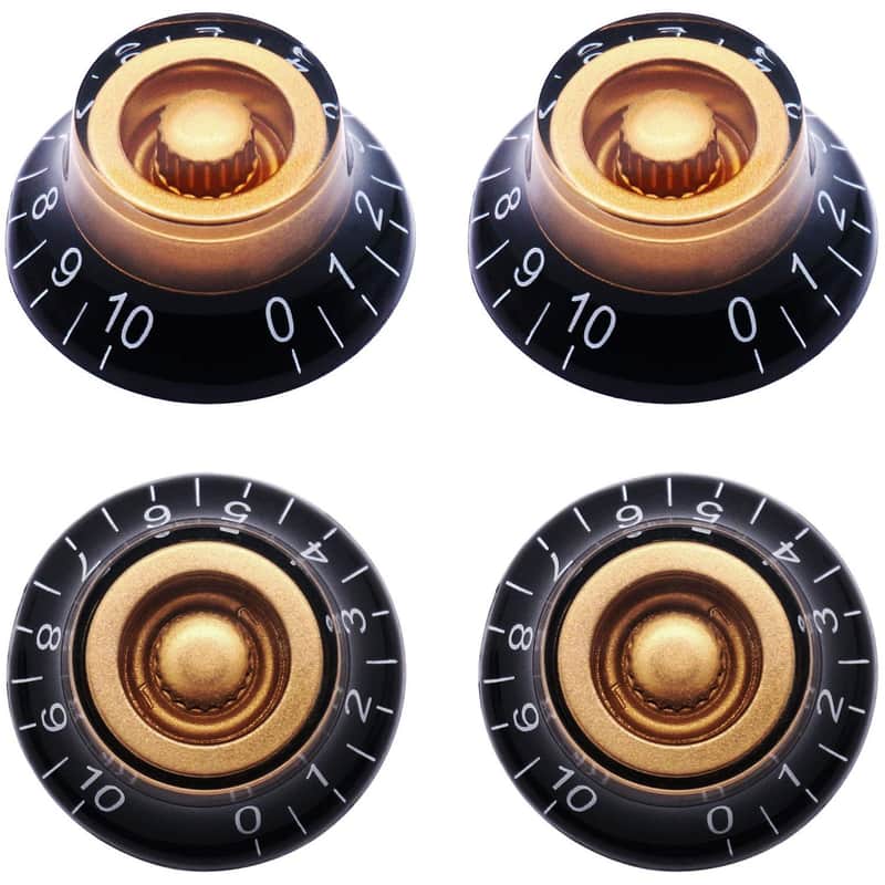 4Pcs Guitar Knobs,Amber Top Hat Bell Style Rotary Knobs,Electric Guitar Bass Speed Volume Tone Control Knobs Fits 6mm/0.24" Rotary Shaft Musical Instruments And Radios Parts Replacement KNOB-S33 image 1