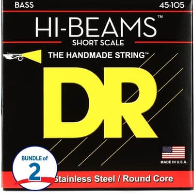 DR Strings SMR-45 Hi-Beam Stainless Steel Bass Guitar Strings - .045-.105 Medium Short Scale (2-Pack) image 2