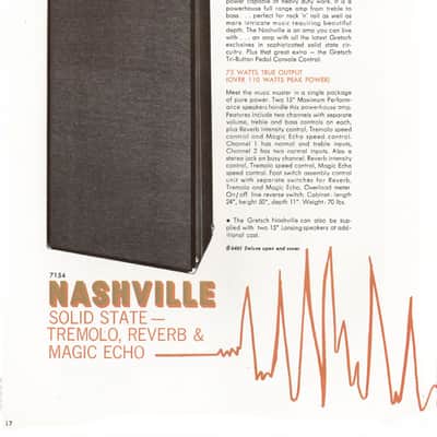 Gretsch 7154 Nashville 1969 Amplifier Combo Baldwin Era - Black Tolex and Brown + Gold Grille image 11