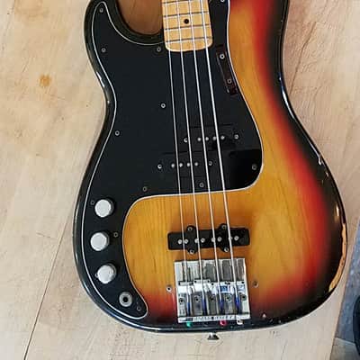 Lefty Fender  Percision Bass  1976 2-Color Sunburst w/ Maple Fretboard image 1