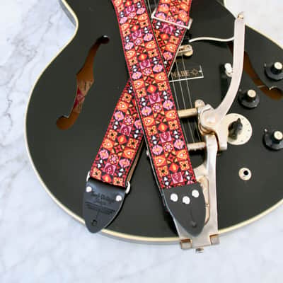 Vintage 70s Burgundy 'Woodstock' Guitar Strap Replica image 4