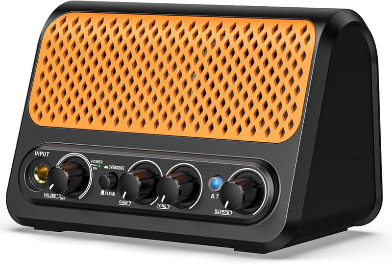 Mini Guitar Amp,10W Portable Electric Guitar Amplifier with Clean & Overdrive Channel,Reverb,Bluetooth Small Guitar Amp for Practice (Black-Orange) image 1