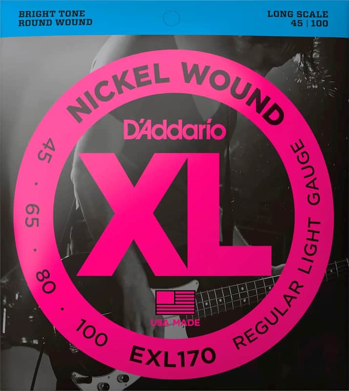 D'Addario EXL170 XL Regular Light Nickel 4-String Bass Strings, 45-100 Long Scale image 1