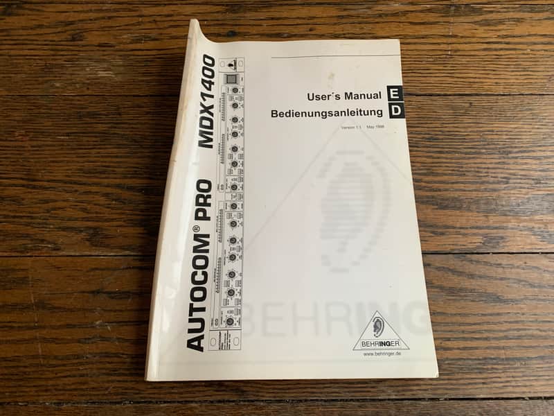 BEHRINGER MDX1400 AUTOCOM PRO MANUAL/ TECHNICAL BOOKLET- MAKE OFFER! image 1