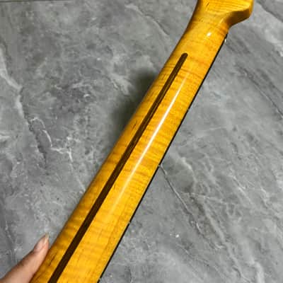 Rosewood Stainless steel 22frets Gloss Yellow Maple Electric guitar neck image 4