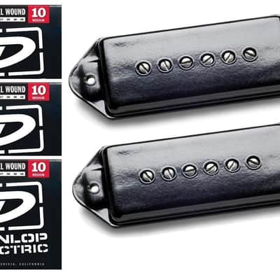 Seymour Duncan Antiquity P90 Dog Ear Black Bridge & Neck Guitar Pickup Set ( 3 DUNLOP STRING SETS ) image 1