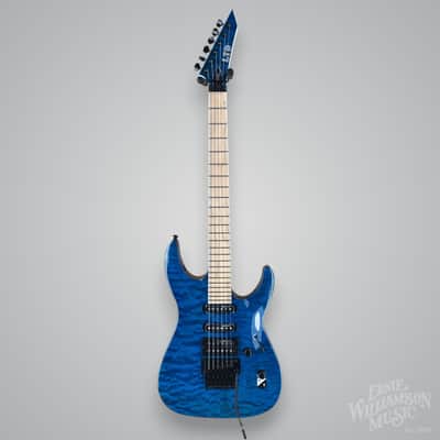 ESP LTD MH-203 QM Electric Guitar - See Thru Blue image 4