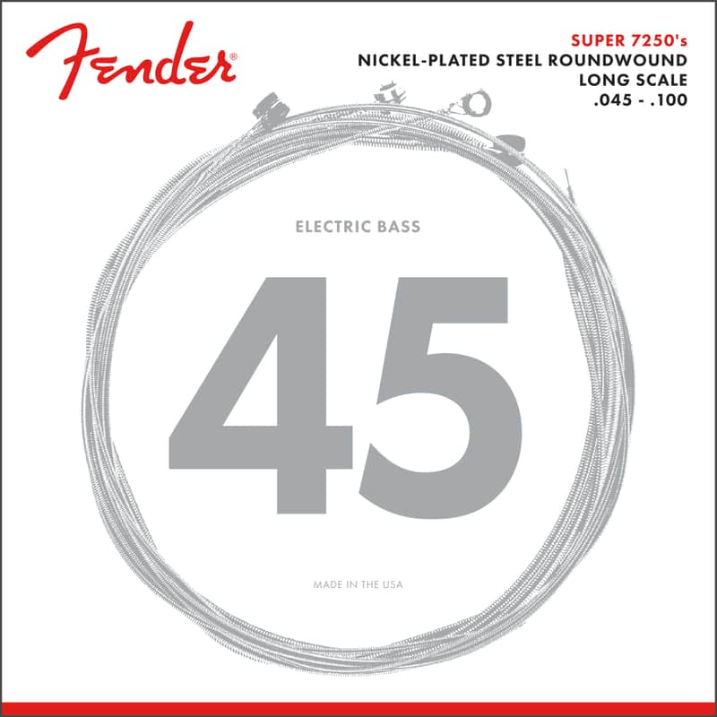 Fender 7250 Bass Strings, Nickel Plated Steel, Long Scale, 7250M .045-.100 image 1