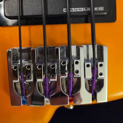 Moses graphite Seymour Duncan Basslines ABM Hipshot Lefty fretless bass 2000s - Yellow image 8