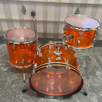 1974 Vintage Ludwig Vistalite 3-Piece Drum Set, Orange image 24