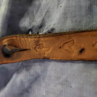 Vintage Leather USA "Old School" Style Full Grain Leather Cowboy Silver Buckle Fancy Short Childs Guitar Strap Metal Buckle Case Candy image 5