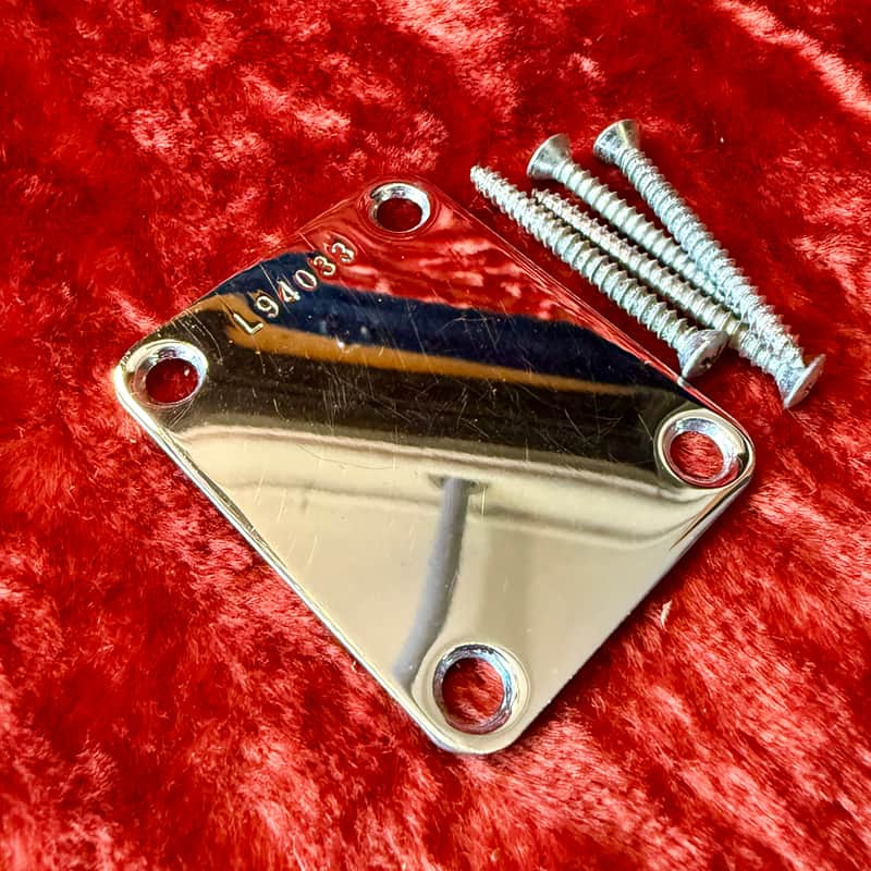 L serial PRE-CBS Fender Stratocaster guitar neck plate 1964 1965 Chrome f logo 4 bolt telecaster jazz revision bass jazzmaster original vintage USA image 1