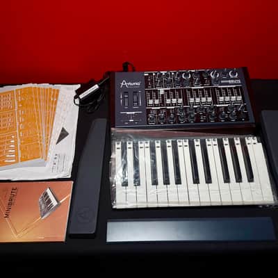 Arturia MiniBrute + Wood SkiniBrute Desktop Mod + Overlay/Reference Sheets