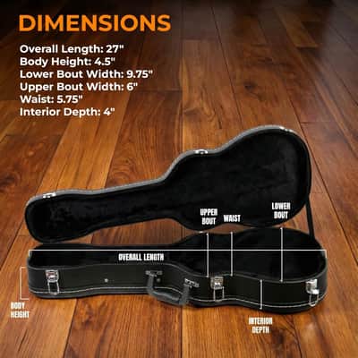Wooden Concert Ukulele Case with Exterior Lock and Key, PVC Handle, and Plush Interior Padding - Black image 2