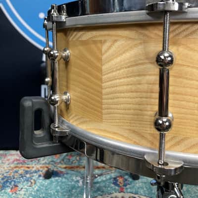 Angel - 14x5.5" Snare Drum Segmented Block Alder Wood Shell 2019 - Clear Oil Finish image 3